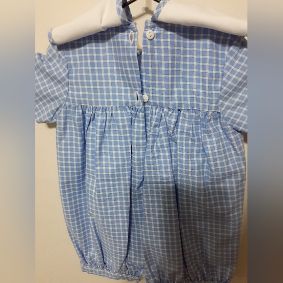 Blue gingham sailor collar romper by Orient Express size 12M - Picture 3 of 8